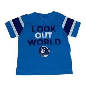 Carter’s Short Sleeve Look Out World Graphic T-Shirt Baby Boy Size 6M Blue
